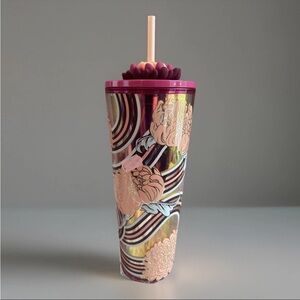 Starbucks Collectible Iridescent Floral Tumbler with Lotus Straw Top Ltd Edition